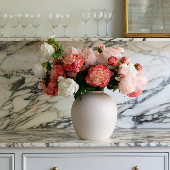 Afloral - Wholesale Artificial Flowers - Real Touch Peony Faux Flower in Cream White - 27"2