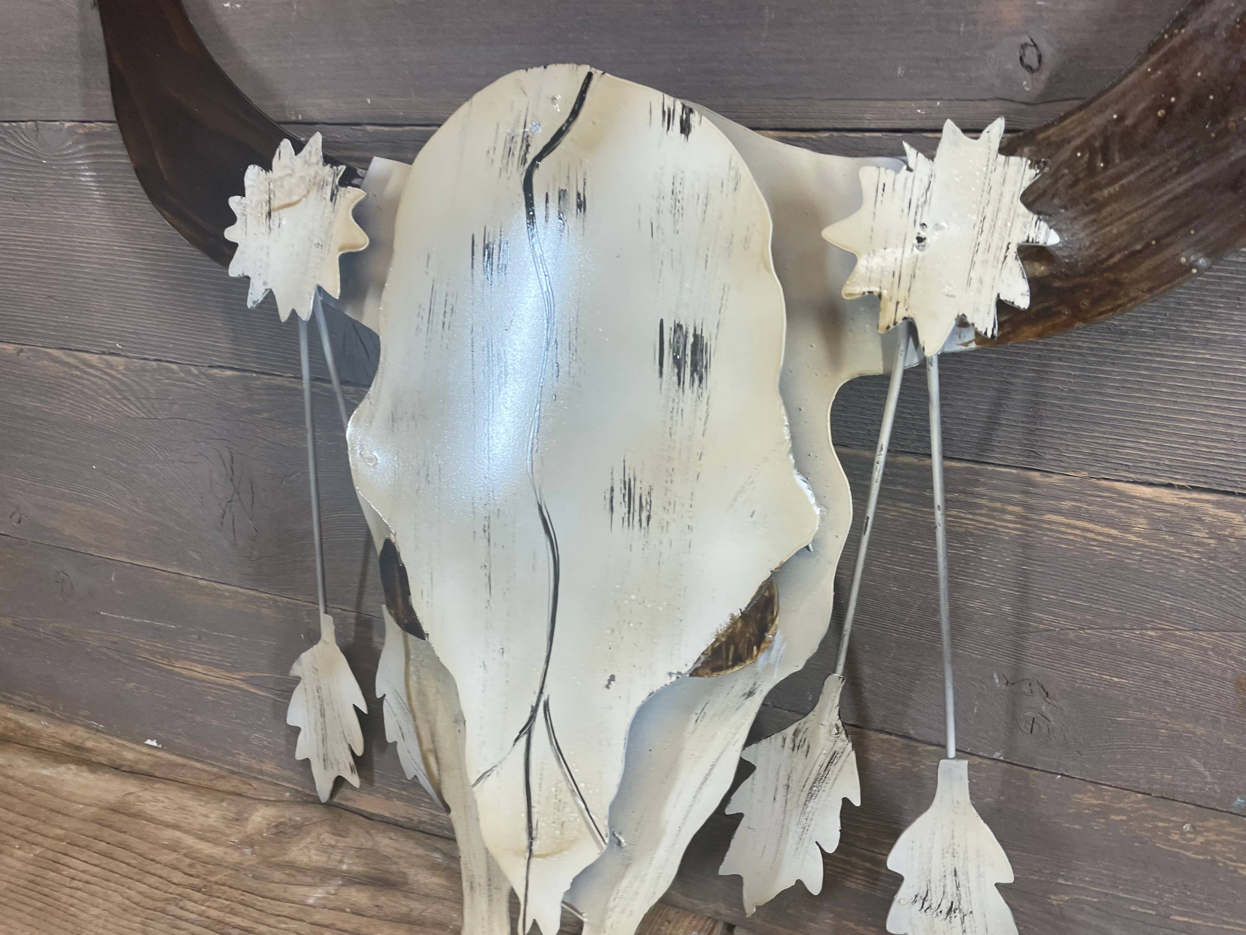 My Amigos Imports - Wholesale Wall Accent - Longhorn Metal Skull-Rustic-Western-Wall-24x26 inches1