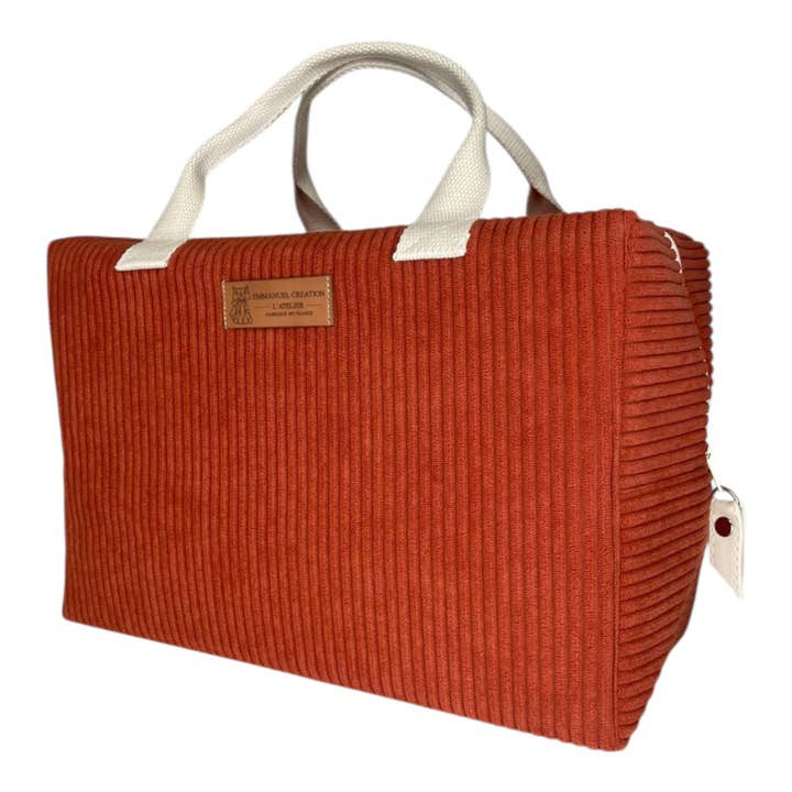 Bolsa isotérmica Ice cube M, "Terciopelo de canalé" terra para venta al por mayor de Emmanuel Création