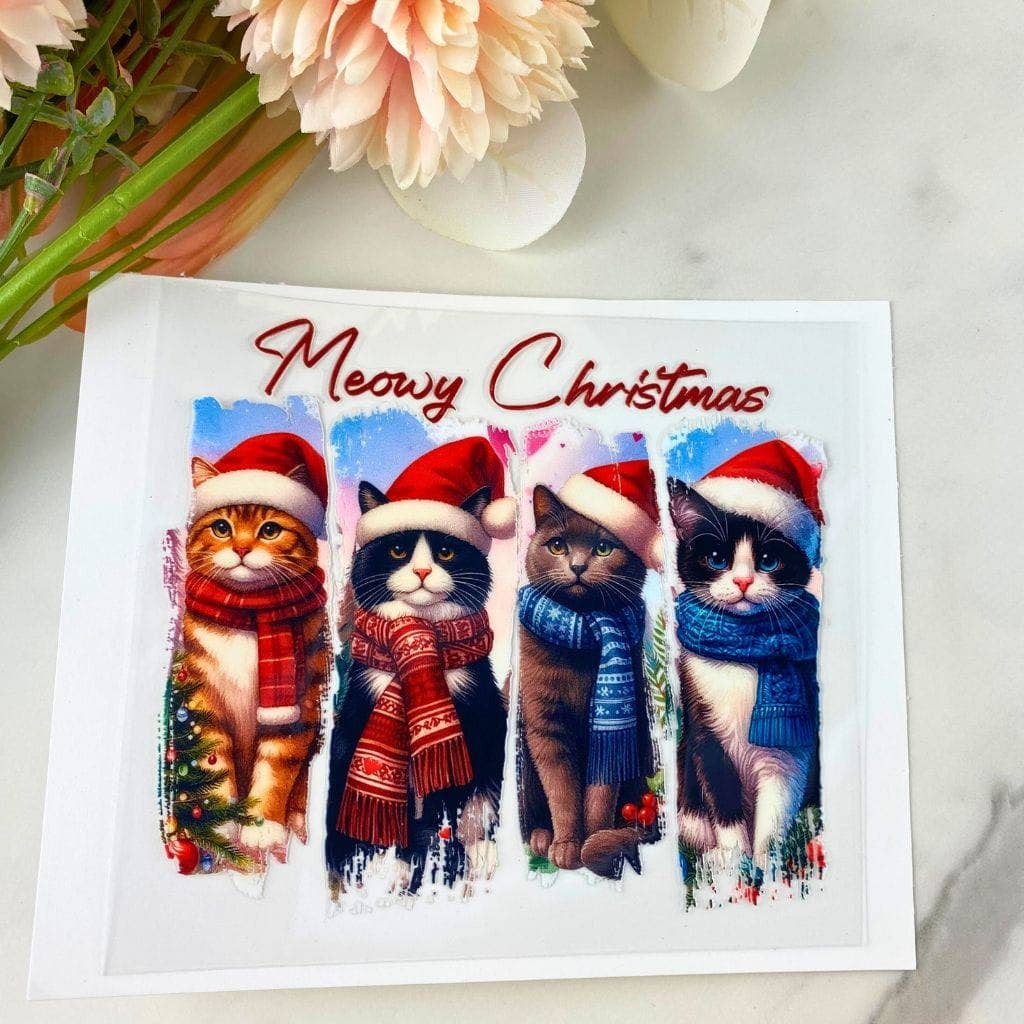 HKS Custom Designs - Vendita all'ingrosso Adesivo - Buon Natale Miao | Adesivo DTF UV 4"0