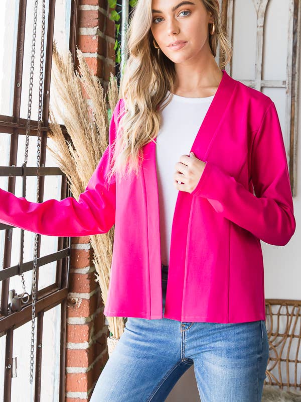 SOLID OPEN BLAZERS for wholesale by Pink Irene Wholesale