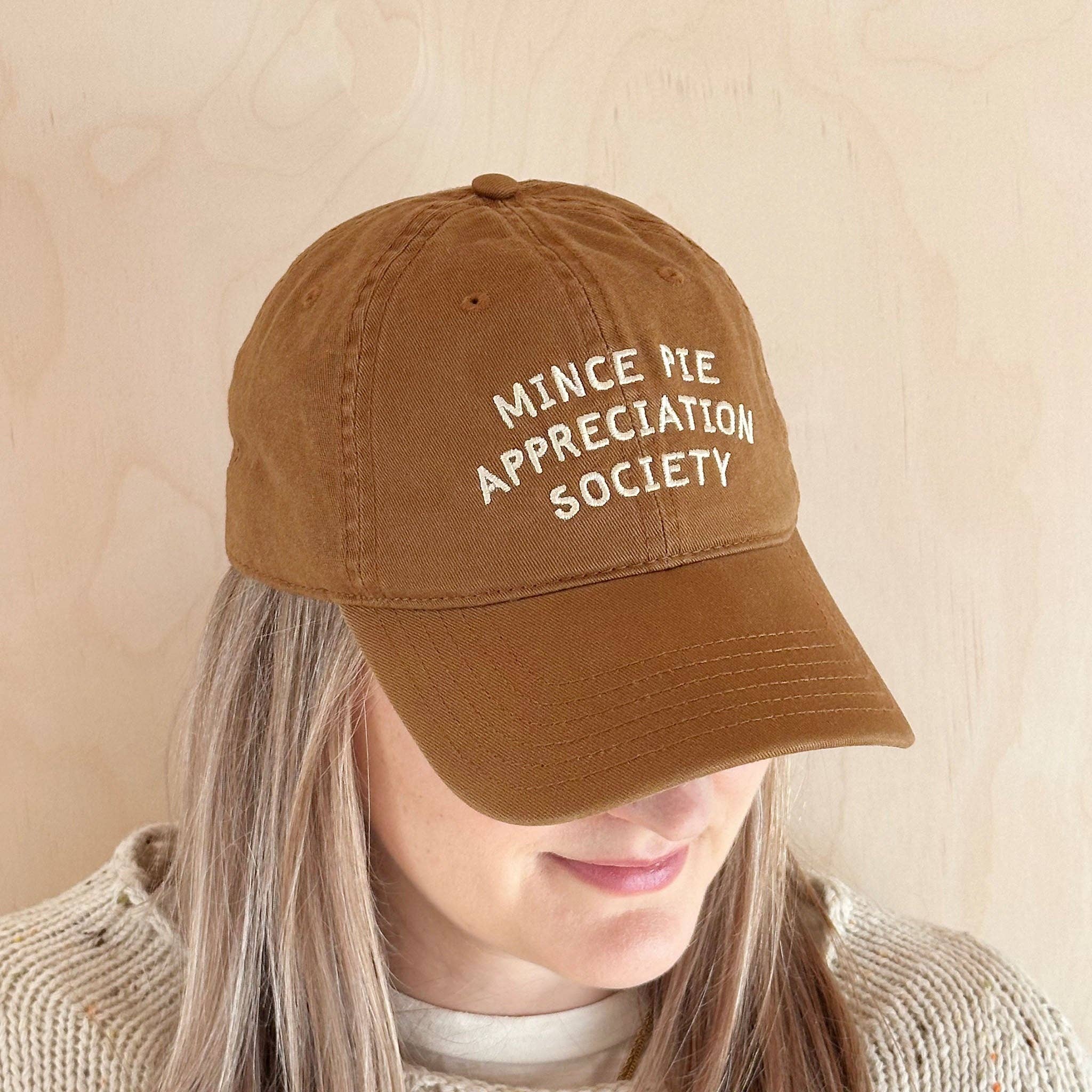Alphabet Bags – wholesale Baseball cap – Unisex – Mince Pie Appreciation Society - Cotton Baseball Cap - Tan2