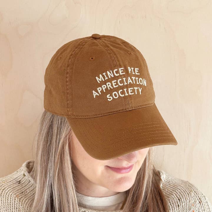 Alphabet Bags – wholesale Baseball cap – Unisex – Mince Pie Appreciation Society - Cotton Baseball Cap - Tan2