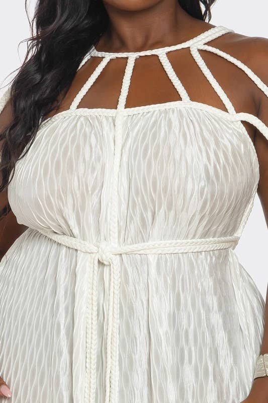 BANJUL – Großhandel Kleid – Damen – HCCD71765   Wellig plissiertes geflochtenes Seil Plus Size Maxikleid11