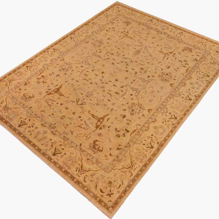 Tapete de Lã Edra de Baixo Pêlo em Pedra de Lava Antiga Tan/Castanho - 2,97 m x 4,14 m por atacado de Arshs Fine Rugs