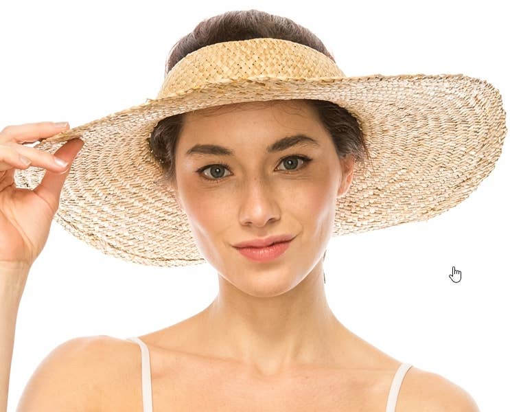 HANDWOVEN NATURAL STRAW CROWNLESS HAT for wholesale on Faire3