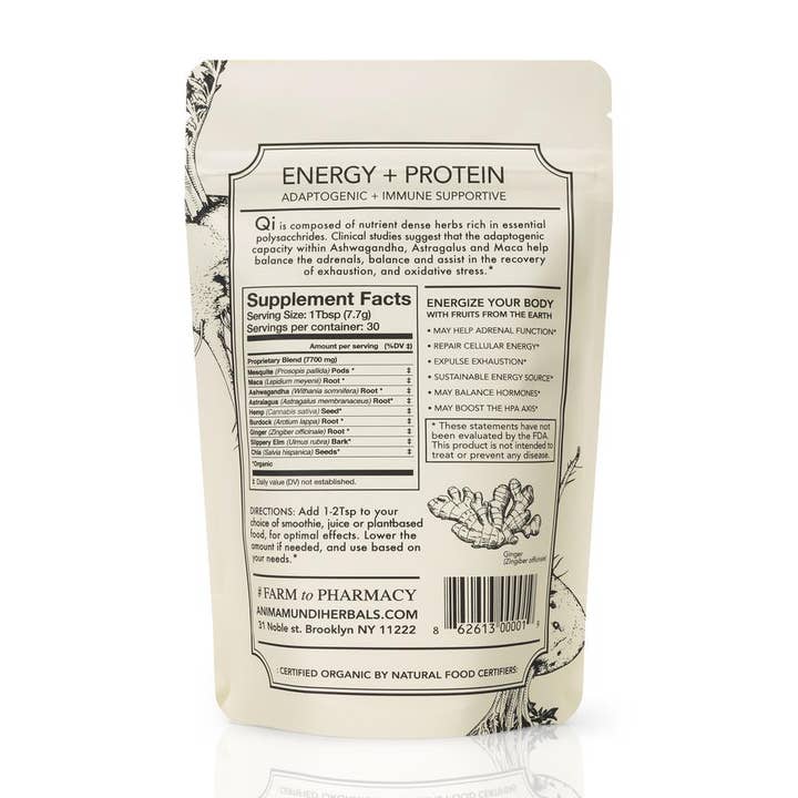 Anima Mundi Apothecary - Wholesale Protein/Superfood Powder - QI | Energy + Stamina