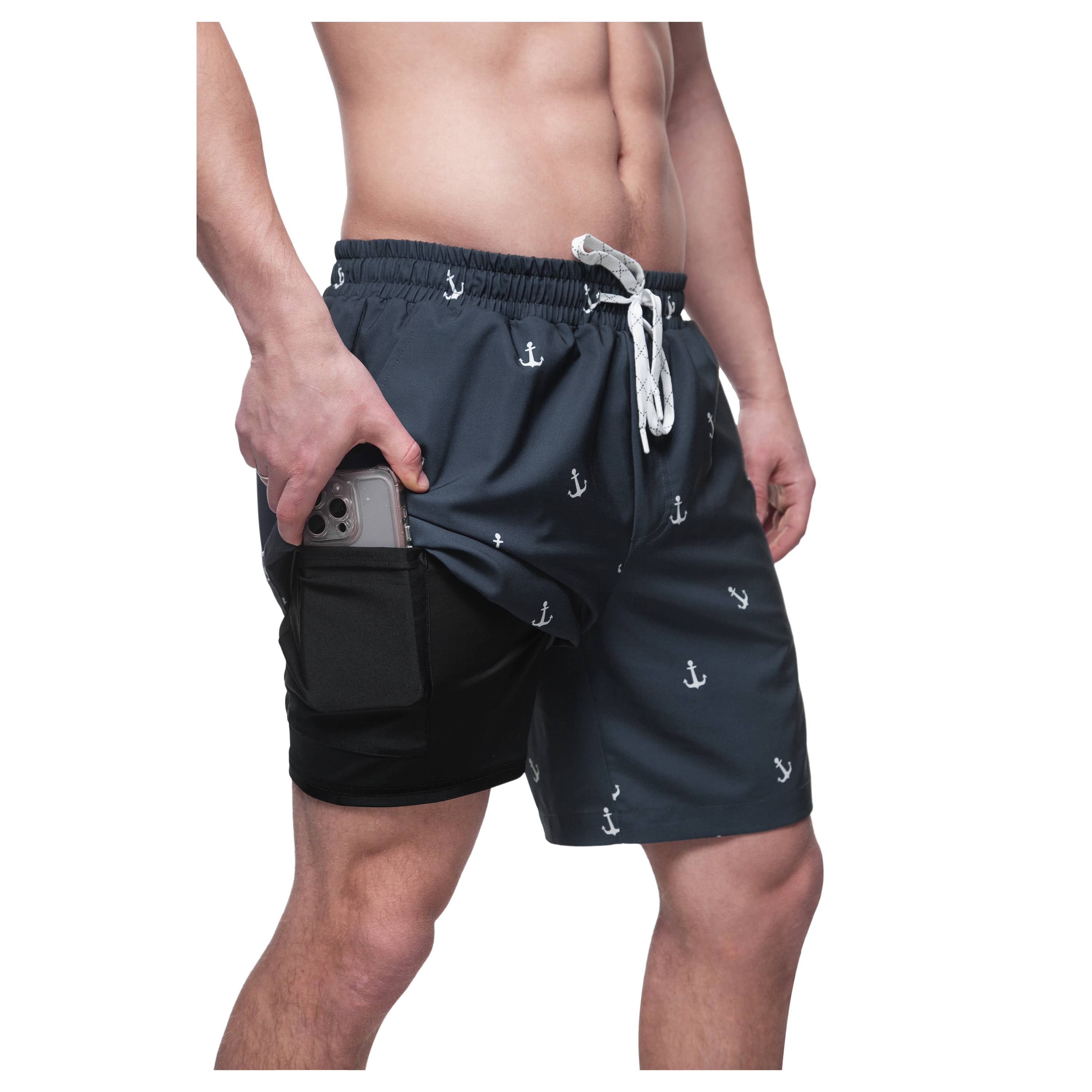 Rokka & Rolla - Wholesale Swim Shorts - Men's - Men's 7'' Stretch Swim Short with Compression Liner Swimwear21