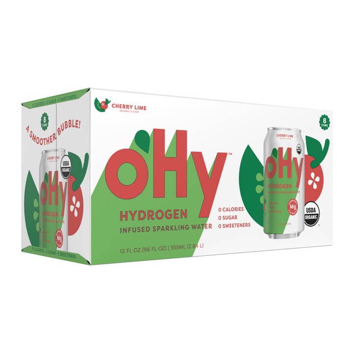 oHy Cherry Lime Hydrogen Sparkling Water (8 Pk Cartons) for wholesale by oHy