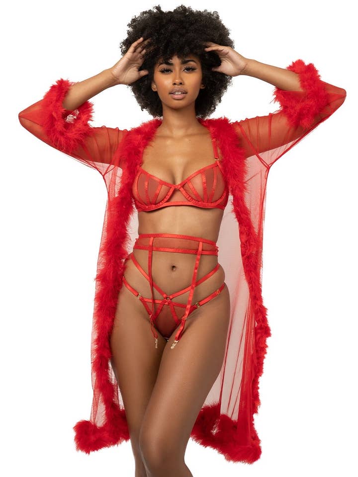 Robe Transparente Rouge - Rouge pour la vente par Dusk to Dawn