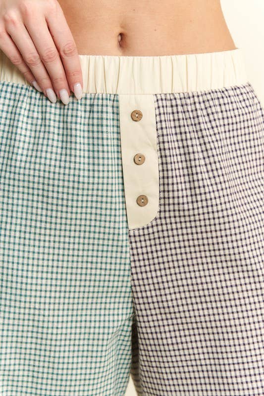 JADE BY JANE – Calças - Mulher por atacado – CALÇAS COLORBLOCK COM ESTAMPA XADREZ TAMANHO GRANDE9