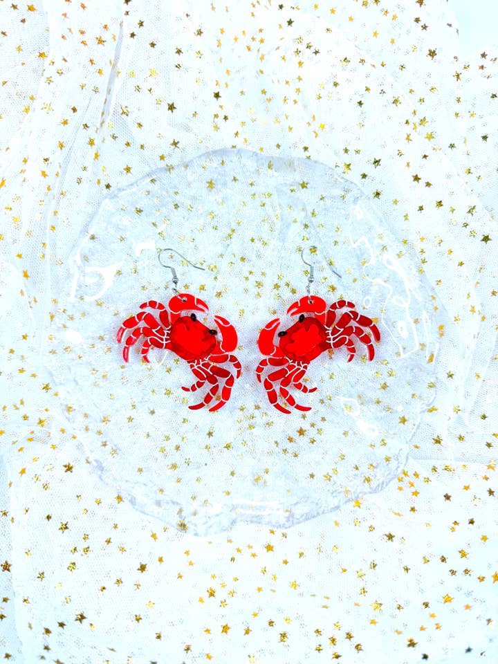 Boucles d'oreilles crabe rouge pour la vente par Smiley Moon Studio