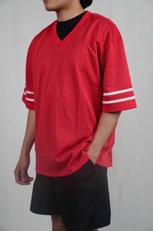 Lime Tree Clothing Inc. - Wholesale T-shirt – men's - Men’s Heavyweight Mesh Football Jersey w/ Stripe XS-2XL24