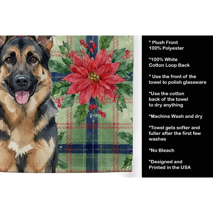 Caroline's Treasures - Wholesale Hand Towel - German Shepherd Christmas Poinsettas Towel WDK86462