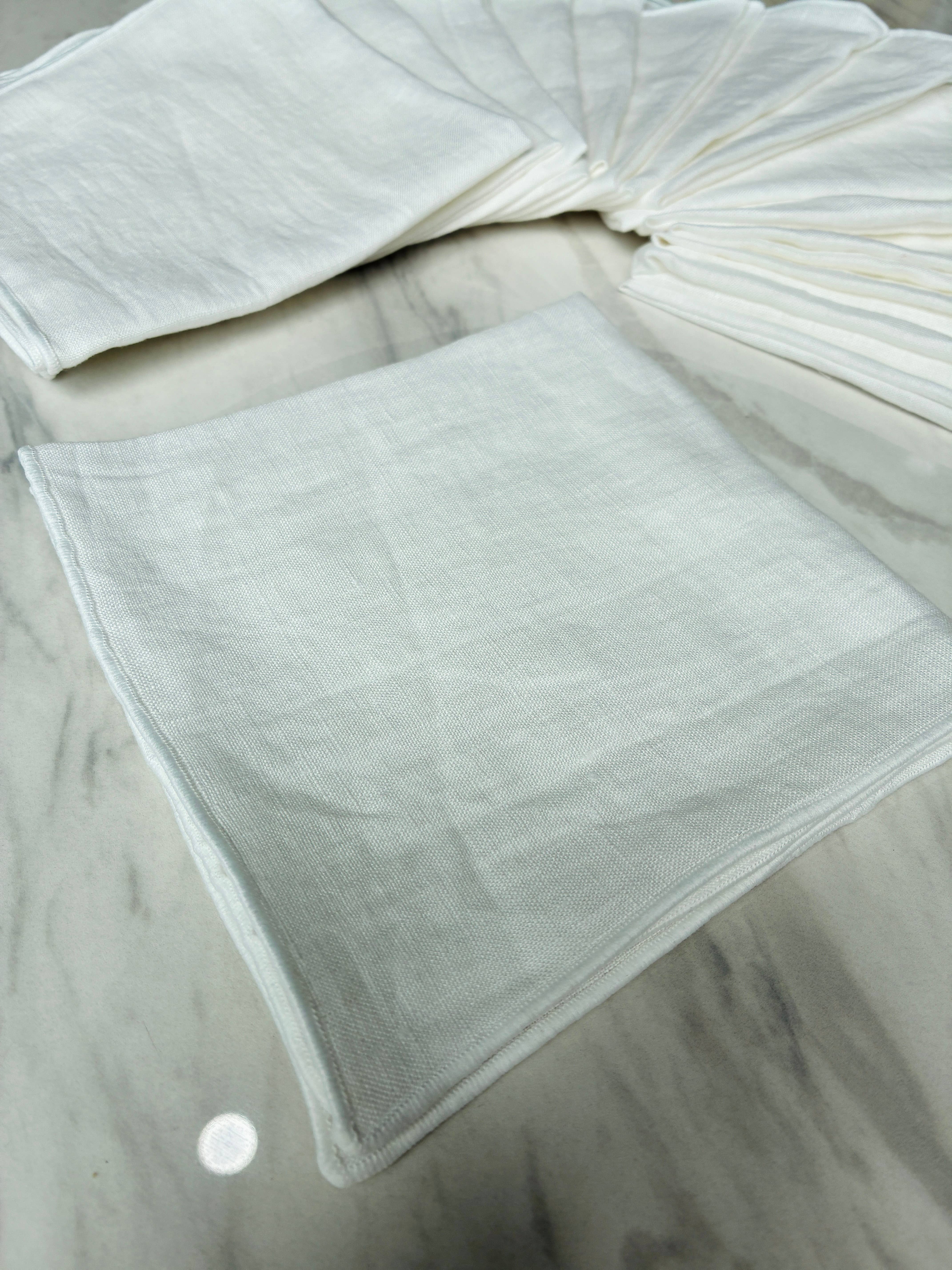 Belle Linen – wholesale Näsduk - Unisex – 100% Premium Vit Linne Näsduk Servett Handduk3