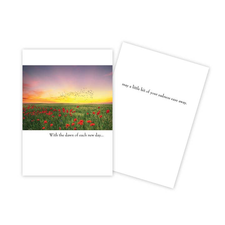 Sunrise Over Poppy Field Sympathy Card for wholesale by Sun Day Greetings