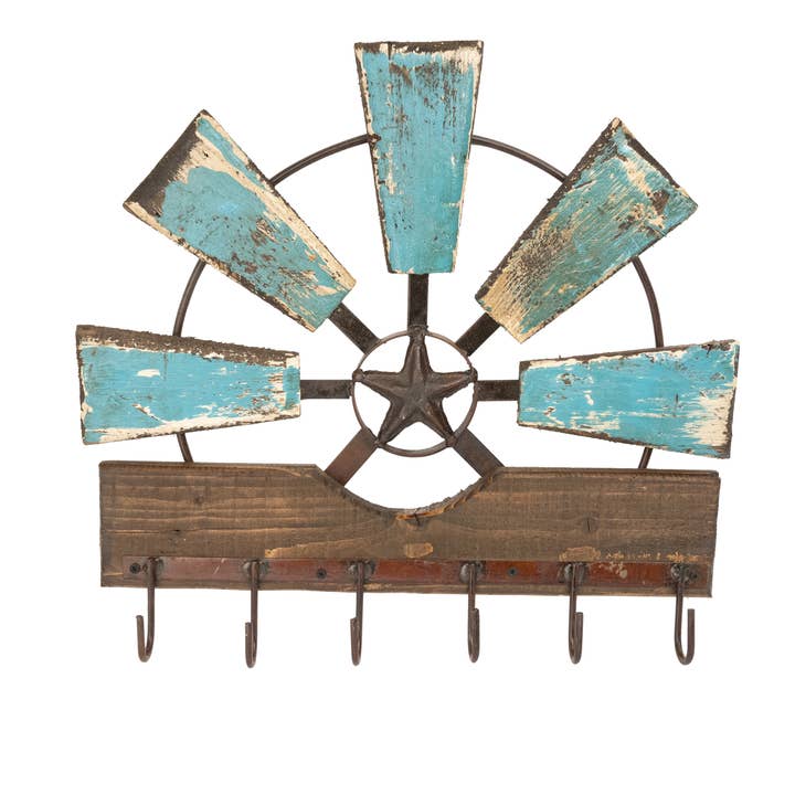 My Amigos Imports - Venta al por mayor Papel pintado 3D - Perchero de pared con estrella rústica de madera y hierro, estilo occidental, 51x41x8 cm