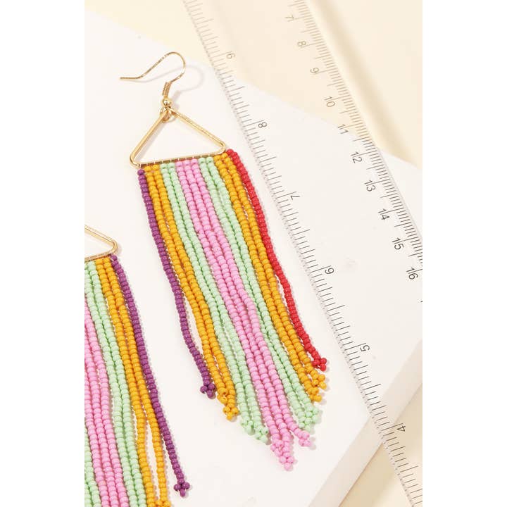 Anarchy Street - Wholesale Tassel Earrings - Triangle Multi Color Beaded Fringe Earrings