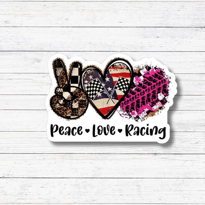 Oily Graphic Creations - Wholesale Sticker - Peace Love Racing- Racing Sticker/Magnet1