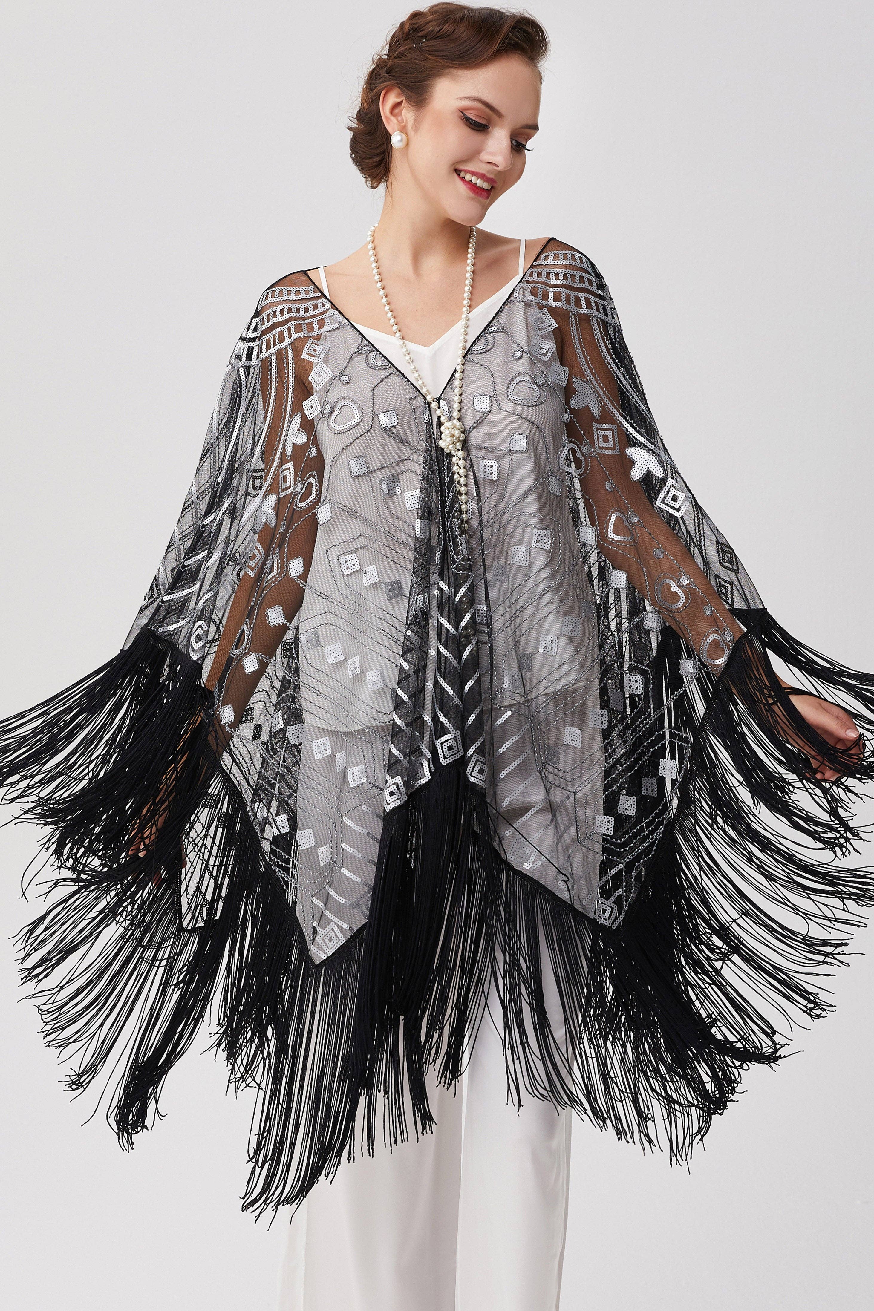 BABEYOND – wholesale Wrap – Women's – 1920s Knee Length Fringed Shawl3