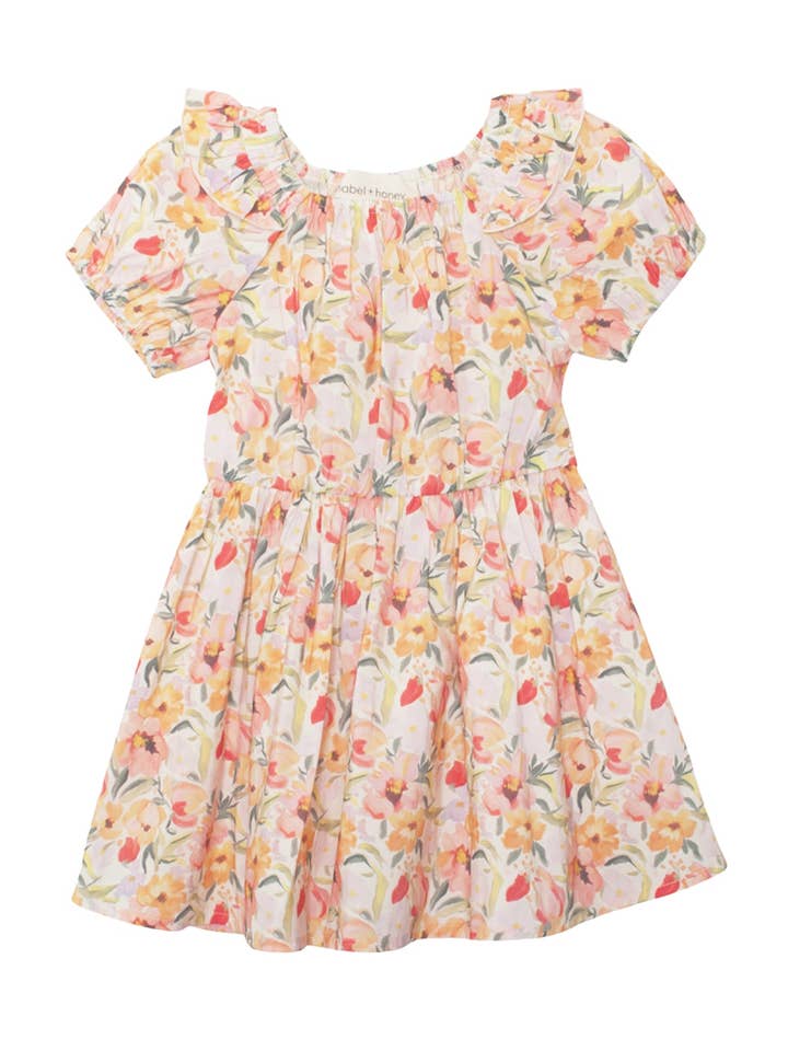 Blooming Florals Short Gathered Sleeve Dress for wholesale by mabel + honey