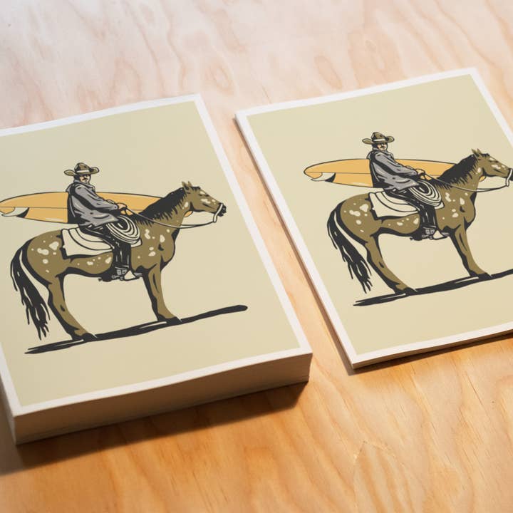 Kamin Tersieff – Engroshandel Kunsttryk – Surf Seeker - Cowboyillustration med hest - Plakat2