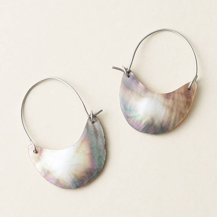 Matr Boomie Fair Trade – wholesale Hoop earrings – Chandra Rustic Hoop Earrings - Mother of Pearl Shell1