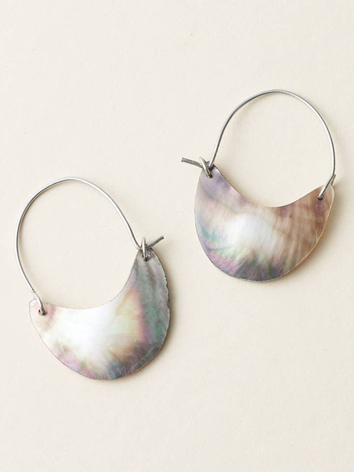 Chandra Rustic Hoop Earrings - Mother of Pearl for wholesale by Matr Boomie Fair Trade