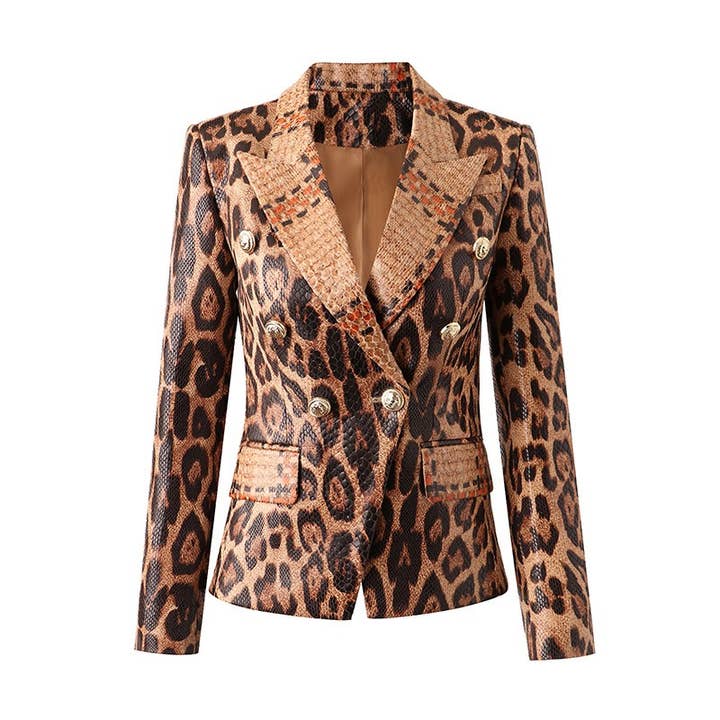 Multicolore BL095 Elegante blazer leopardato: sottile, elegante, chic in vendita all'ingrosso su Faire