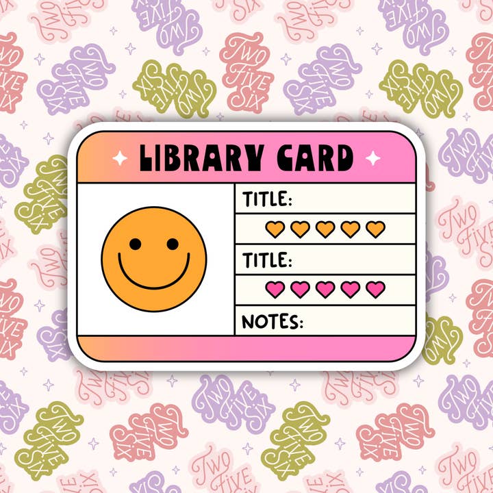 Autocollant rose et jaune pour carte de bibliothèque pour la vente par 256 Craft Co