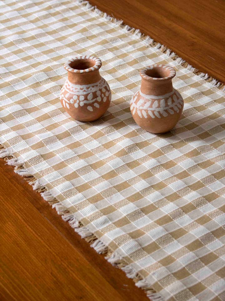 Table Runner - Handwoven 100% cotton - Checked for wholesale by P.I.Project America