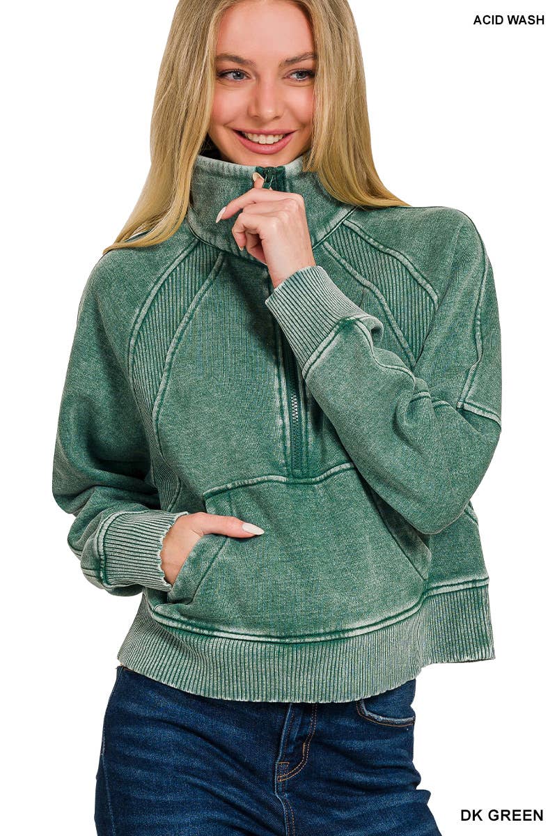 42POPS - Wholesale Sweatshirt - Women's - `.Half Zip Cropped Pullover33