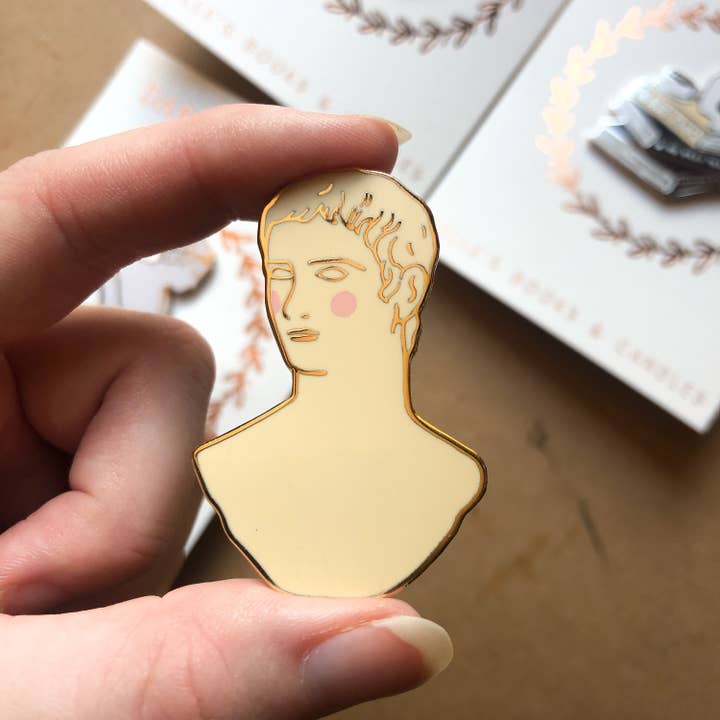 Belle's Books & Candles - Wholesale Lapel pin/button - Dark Academia Caligula Pin | Bust Enamel Pin2