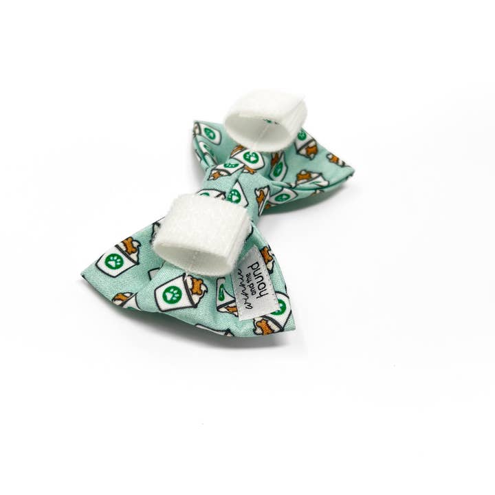 Winnie and the Hound - Wholesale Pet Bow Tie - Dog - Mint Puppuccino Pet Bow Tie for Pup Cup Addicts