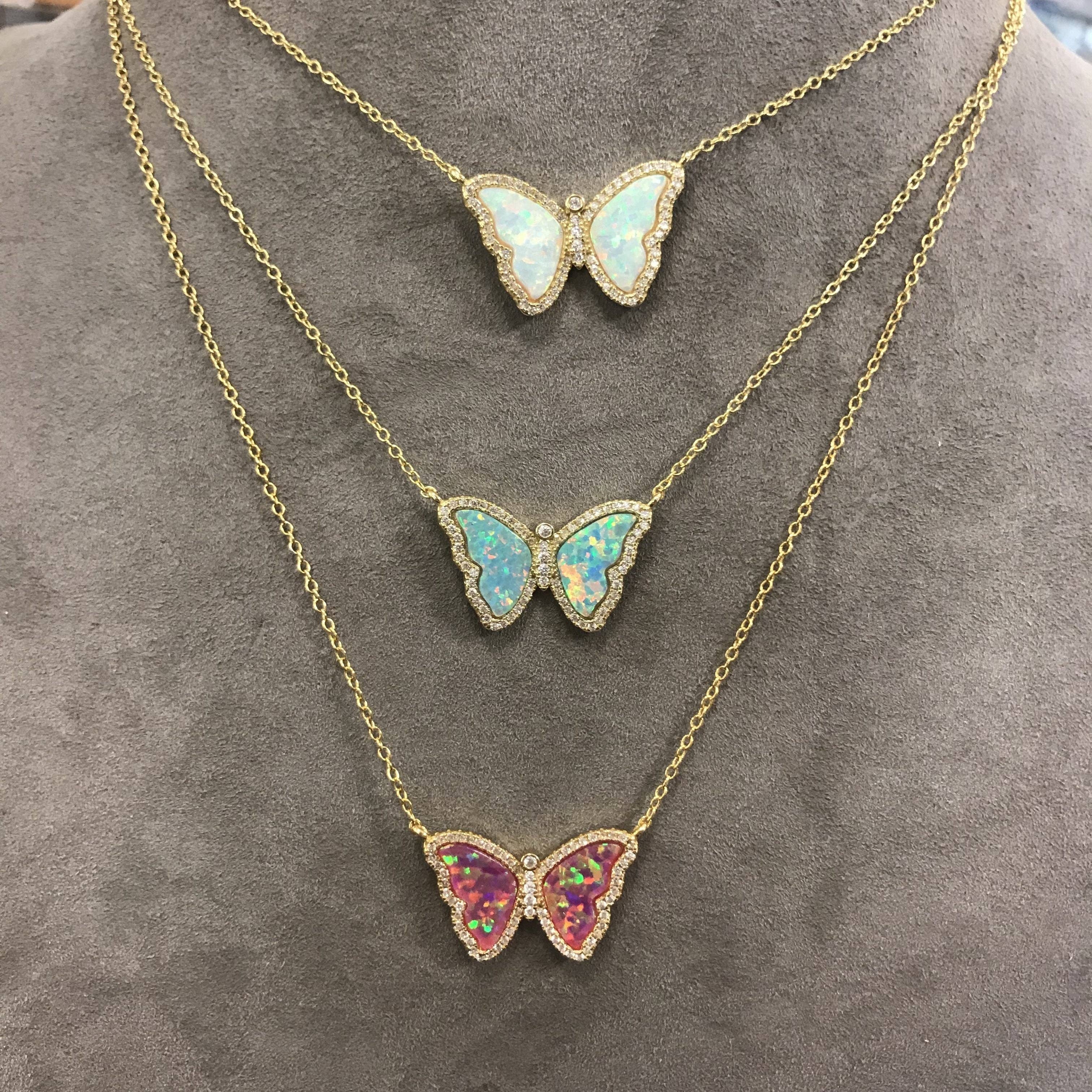 Kamaria Jewelry - Wholesale Pendant/Charm Necklace - Opal Butterfly Necklace With Crystals10