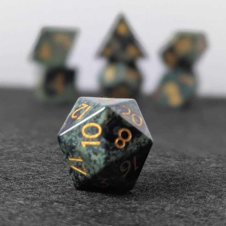 EBONWOOD - Wholesale Dice - Kambaba Jasper - 7 Piece Polyhedral Gemstone Dice Set3