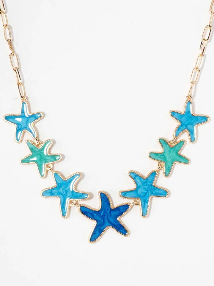 Marble Enamel Sea-Life Starfish 16-Inch Statement Necklace for wholesale by Wild Honey