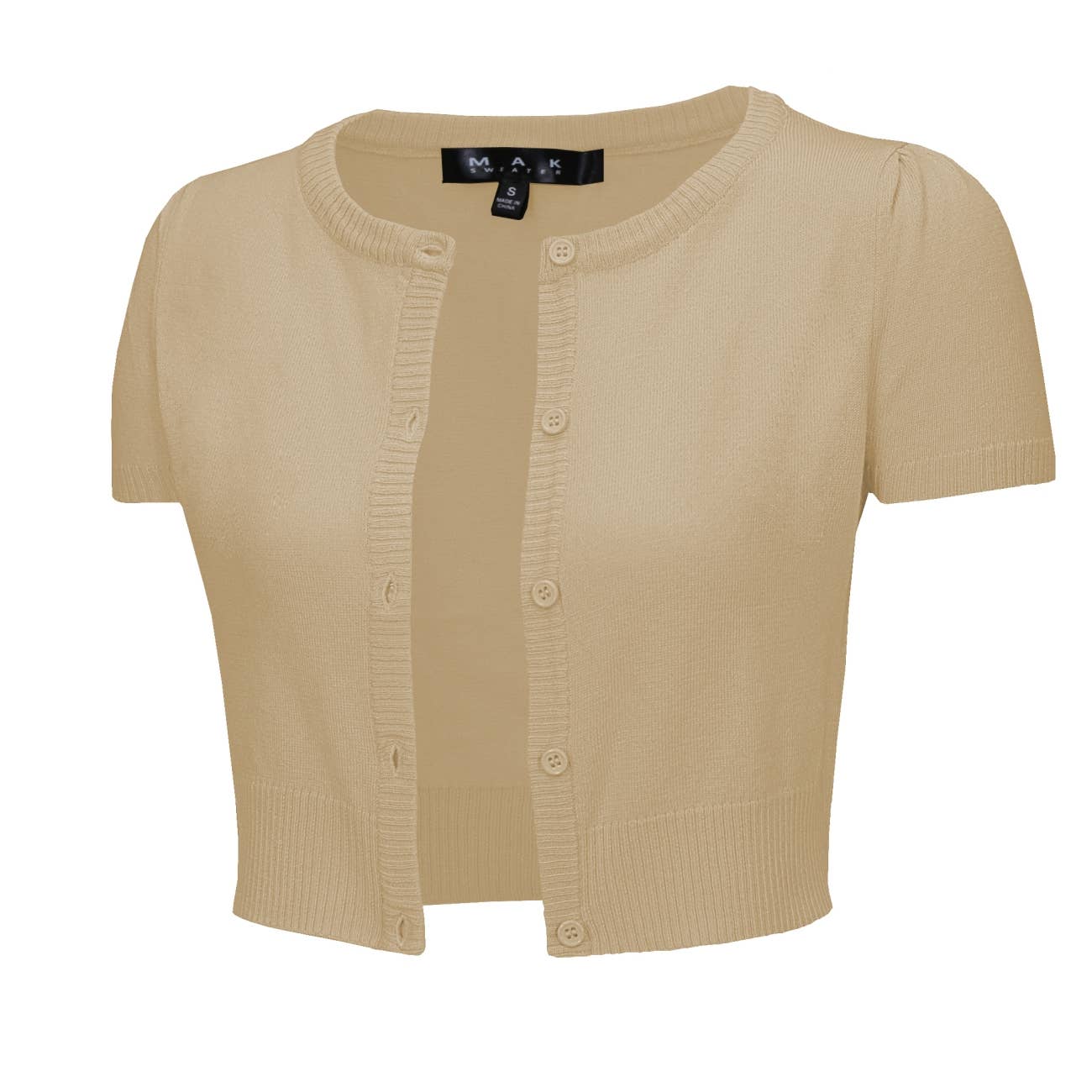 Mak - Vente Cardigan – femme - Cardigan court à col rond à manches courtes CB053648