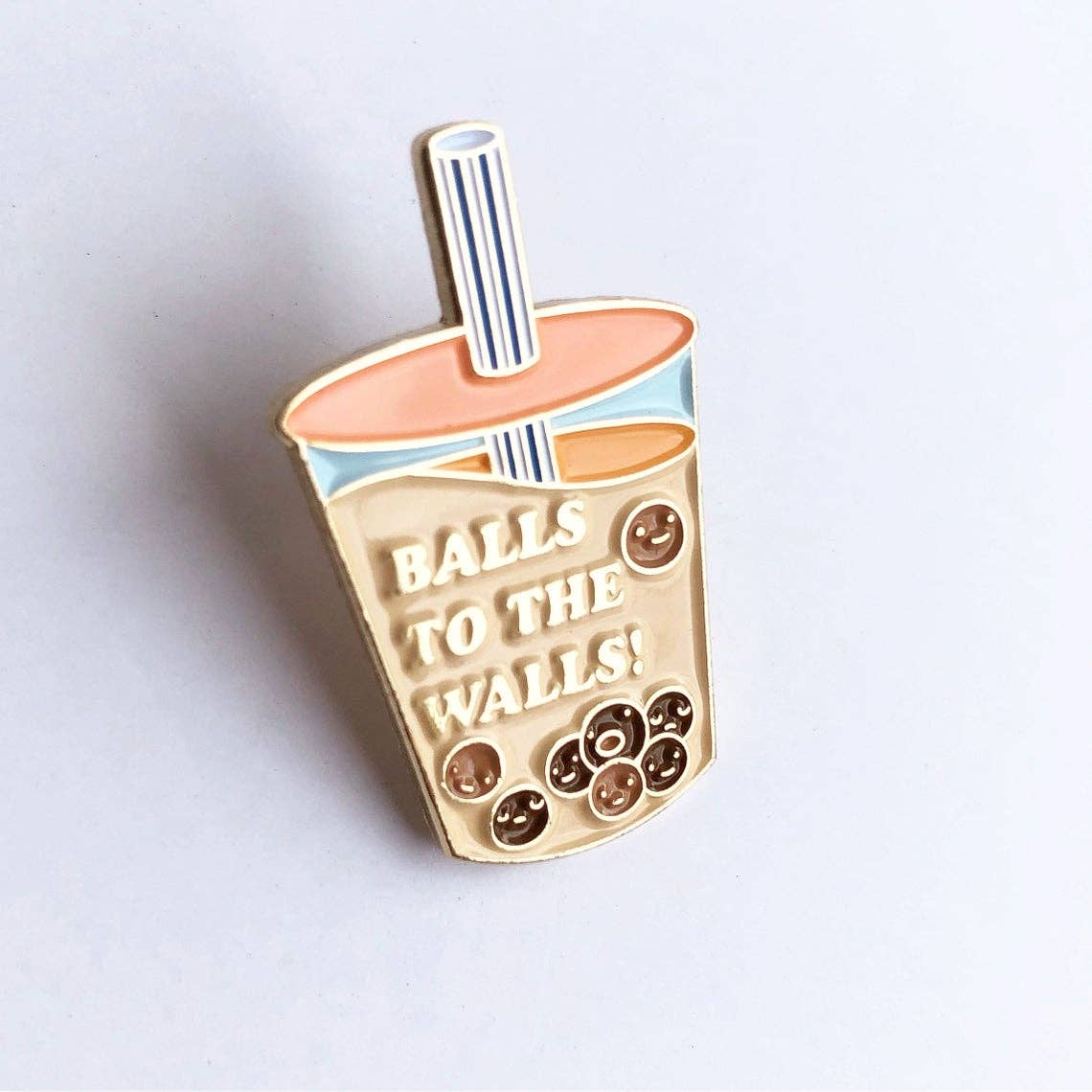 ILOOTPAPERIE - Wholesale Lapel pin/button - Balls to the Walls Boba Milk Tea Drink Enamel / Lapel Pin