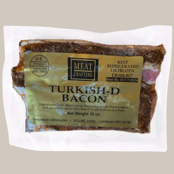Turkish-D Spiced Pork Bacon: Fenugreek & Smoked Paprika for wholesale by MeatCrafters Inc.