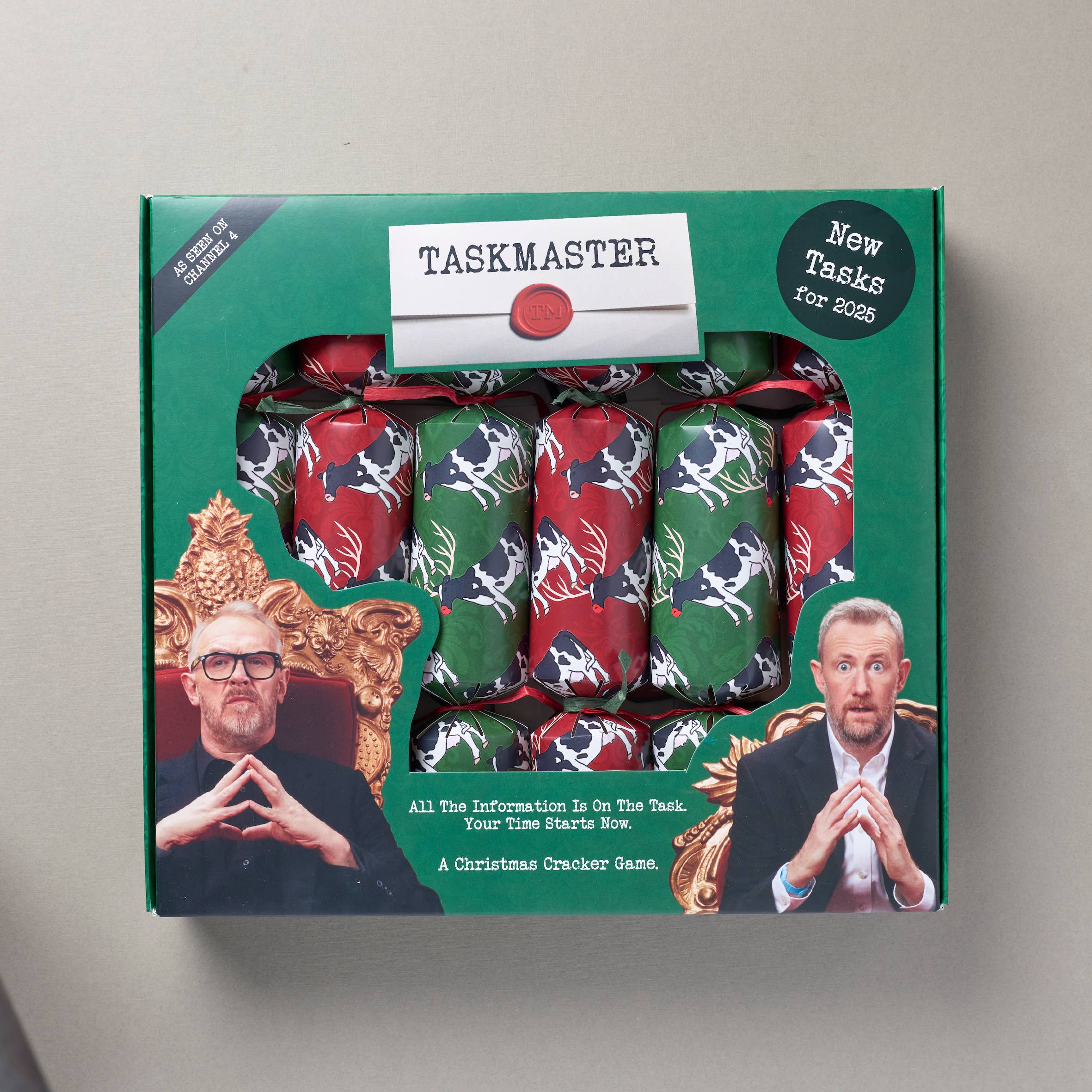 Puzzle Post Games - Wholesale Card Game - Official Taskmaster 2025 Christmas Crackers - Set of 61