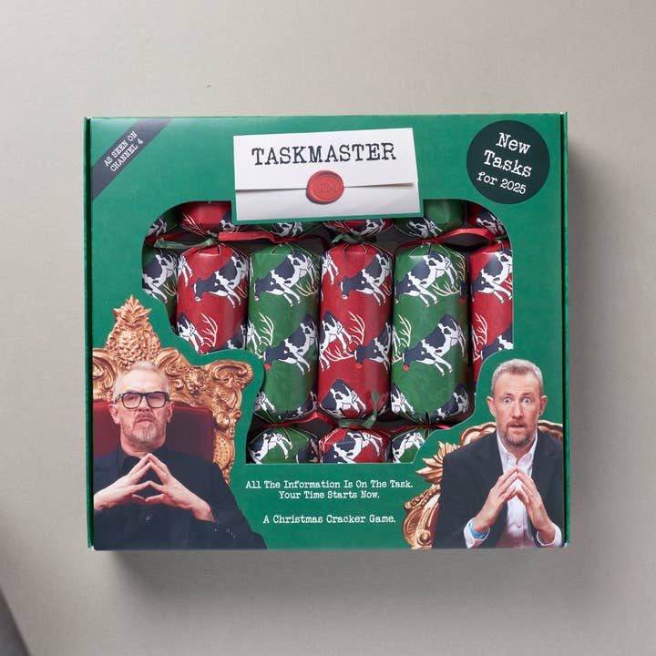 Puzzle Post Games - Wholesale Card Game - Official Taskmaster 2025 Christmas Crackers - Set of 61