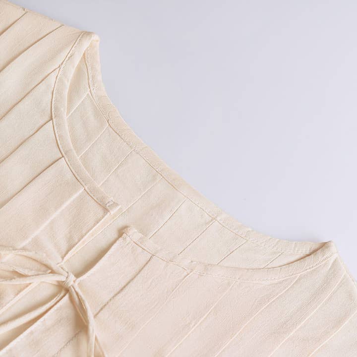 Rosa Clothing - Wholesale Blouse - Women's - pleated bow tie front sleeveless top
