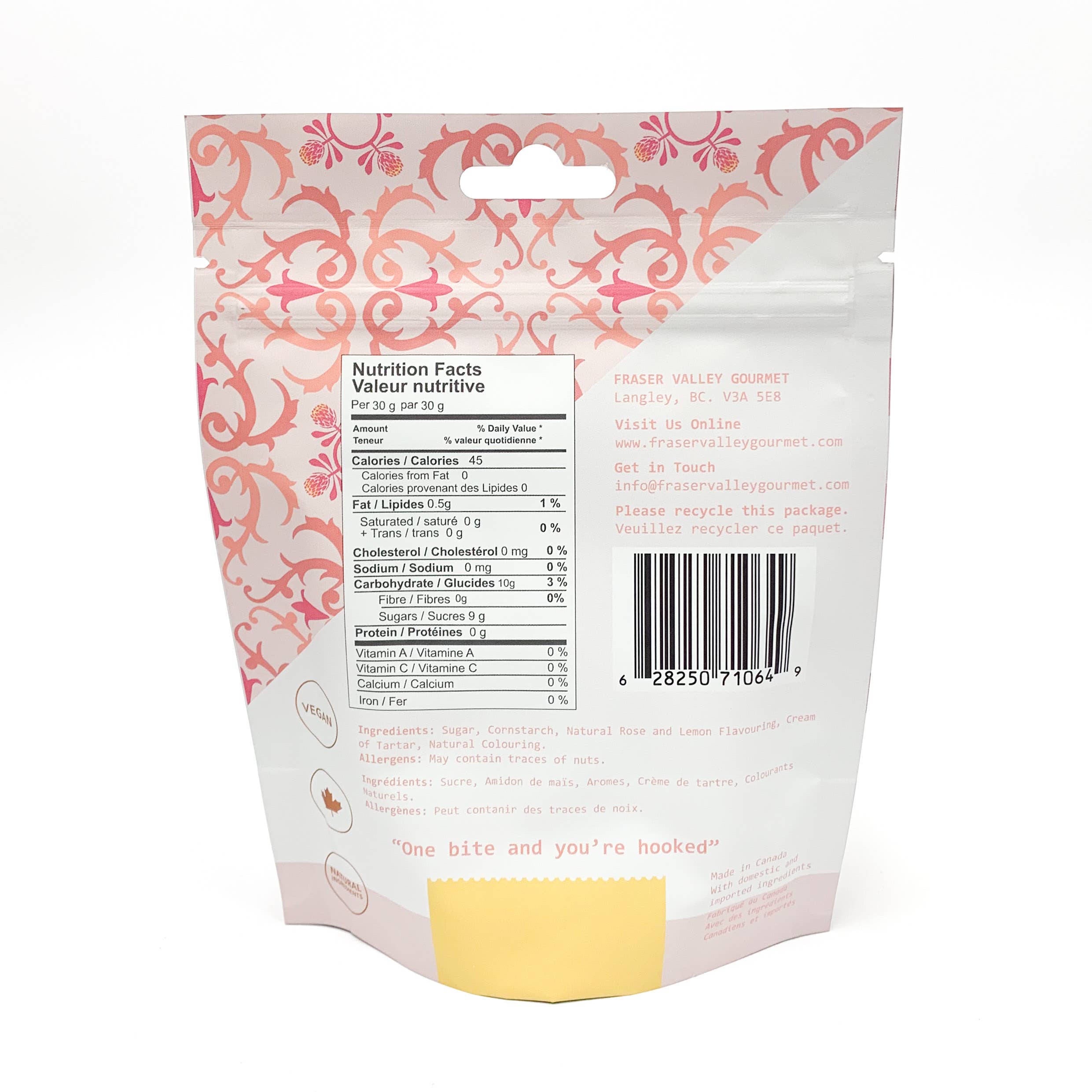 Fraser Valley Gourmet Ltd. - Wholesale Gummy - Turkish Delight Rose and Lemon Flavour 100g bag2