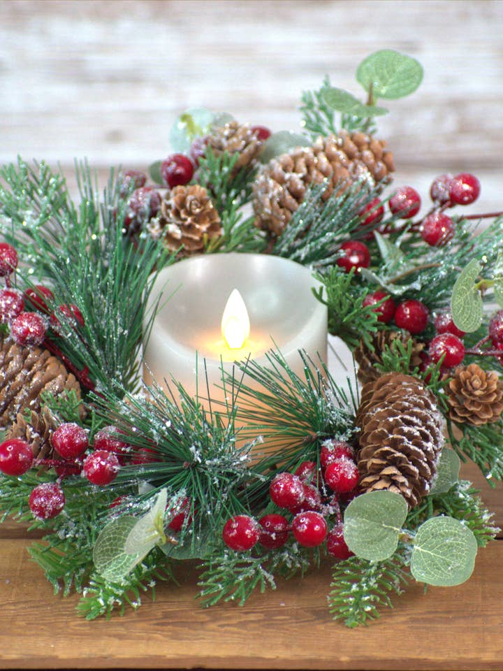 Red Icy Berry & Pine 6.5in C-Ring for wholesale by Wholesale Home Decor