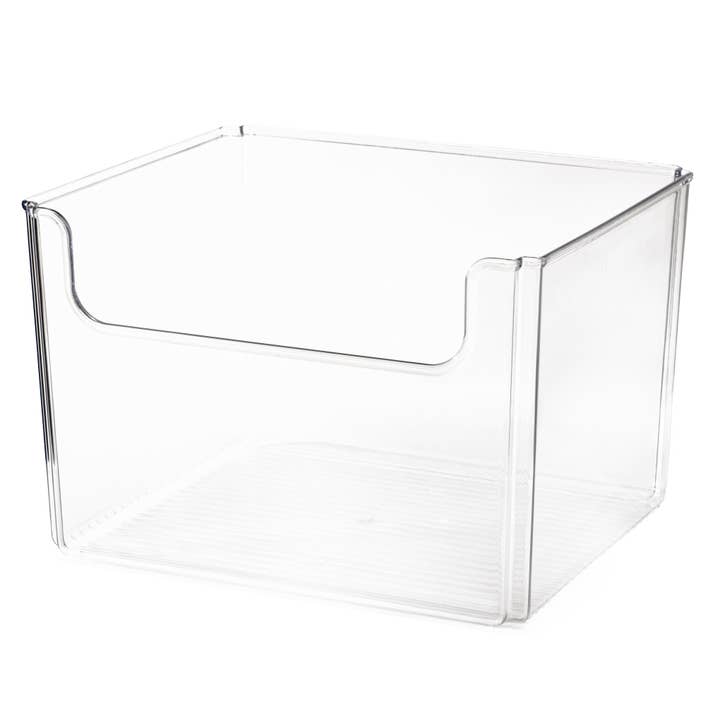 Clear Open-Front Storage Bin Large – 30.5×25.4×20.3 cm for wholesale by The Organizing Warehouse LTD