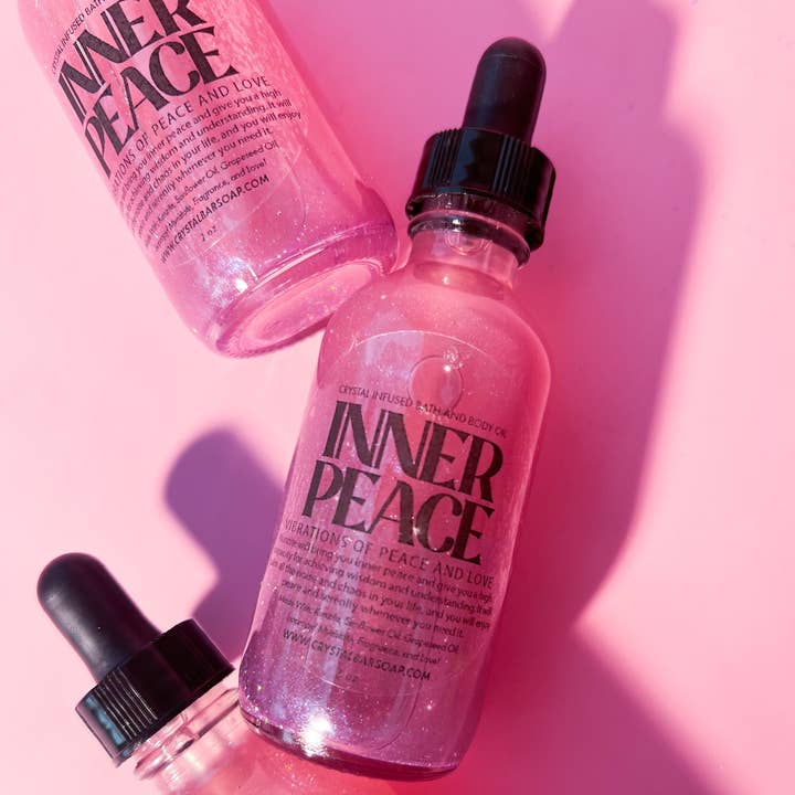 Crystal Bar Soap - Vendita all'ingrosso Olio bagno/corpo - Inner Peace - Olio da bagno e corpo da 2 once (infuso di cristalli)0