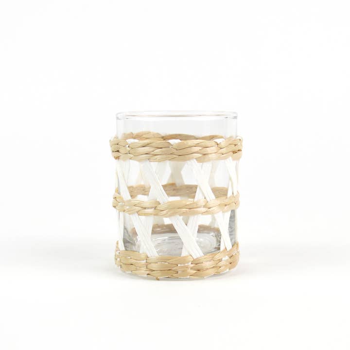 8 Oak Lane - Wholesale Cocktail/Liquor Glass - White Rattan Old Fashioned Glass