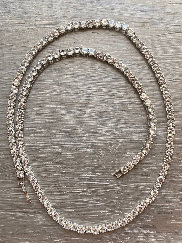 Tennis ketting van roestvrij messing met rhodiumlaag, 70 cm met verlengstuk voor wholesale door LARA UNDICI ACCESSORI SRLS