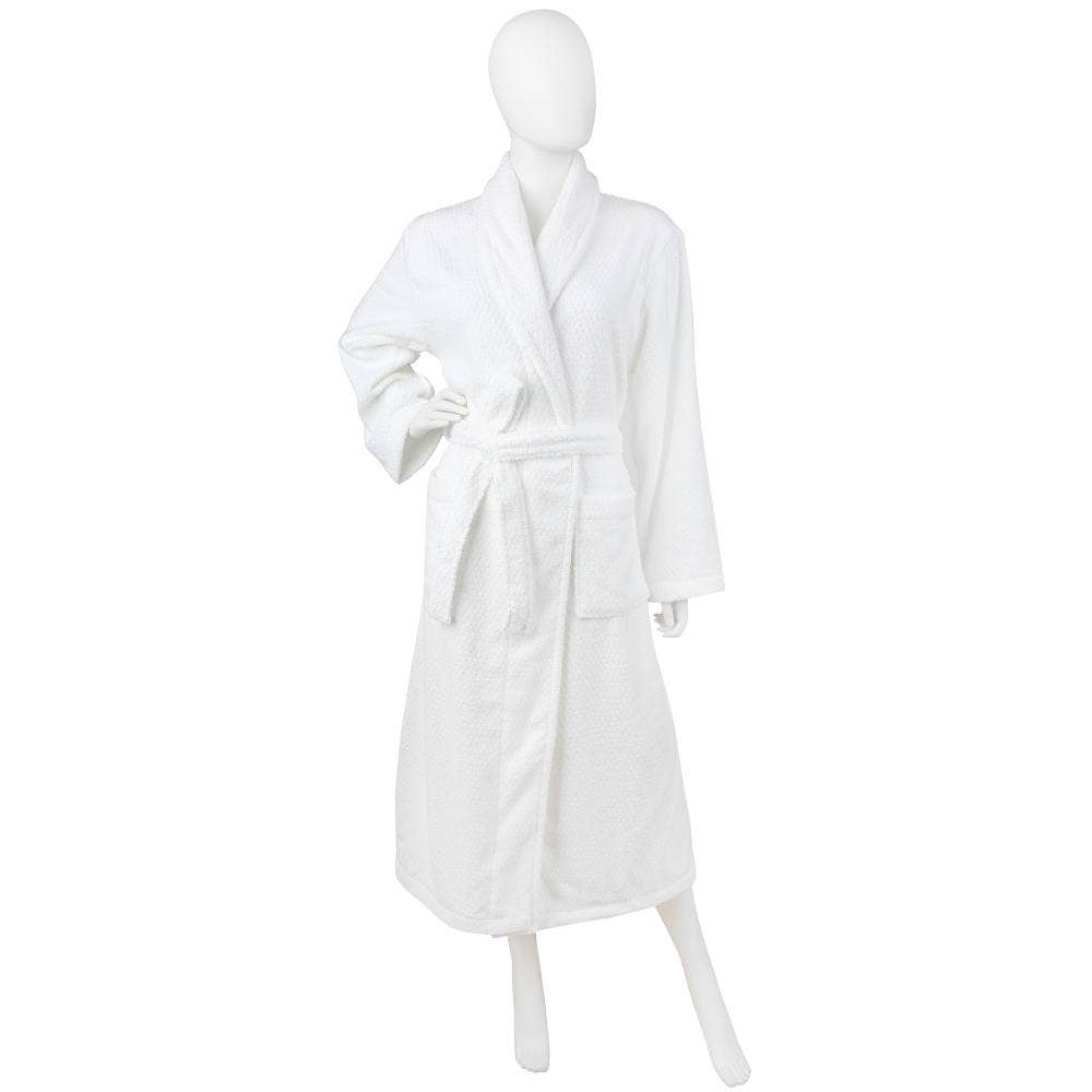 Everplush – Engroshandel Morgenkåbe - Unisex – Diamant Jacquard Badekåbe, XL-XXL, Hvid7